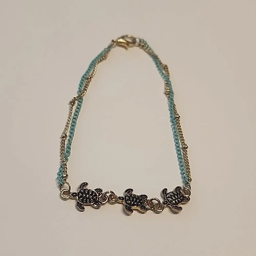 Sea Turtle Chain Bracelet 7 3/4
